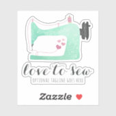 Waterverf Naaimachine Shabby Chique Naam Logo Sticker (Vel)