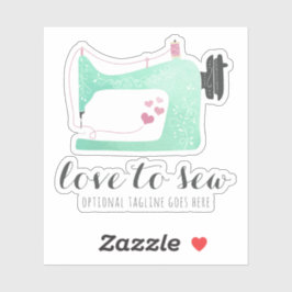 Waterverf Naaimachine Shabby Chique Naam Logo Sticker