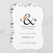 Waterverf naaldbladeren save the date (Voorkant / Achterkant)