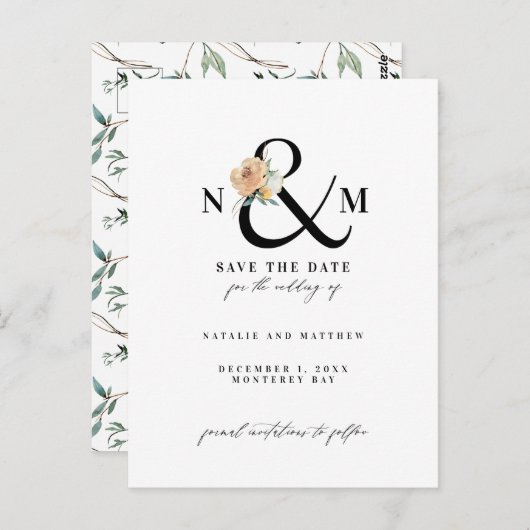 Waterverf naaldhout en sla de datum op briefkaart (Voorkant / Achterkant)