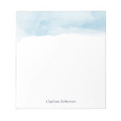 Waterverf naam blauw ombre script minimalist notitieblok (Voorkant)