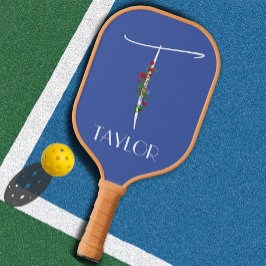 Waterverf naam letter T blauw Verblijf thuis moede Pickleball Paddle