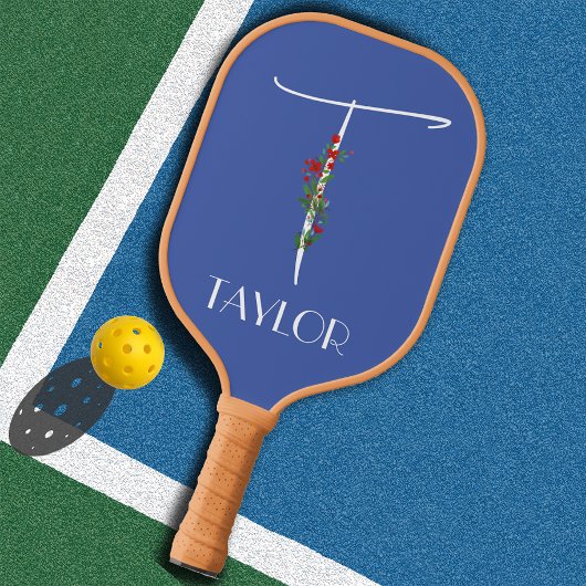 Waterverf naam letter T blauw Verblijf thuis moede Pickleball Paddle