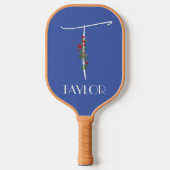 Waterverf naam letter T blauw Verblijf thuis moede Pickleball Paddle (Voorkant)