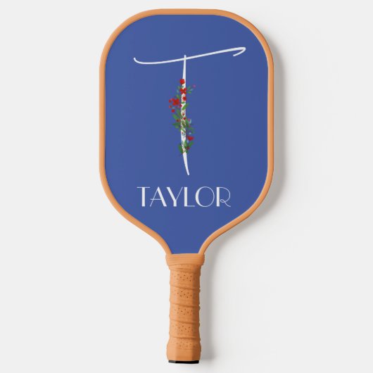 Waterverf naam letter T blauw Verblijf thuis moede Pickleball Paddle (Achterkant)