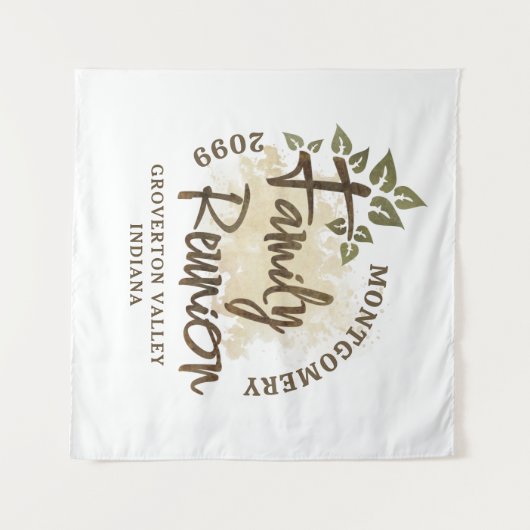 Waterverf Naam stamboomstructuur voor reüniescript Wandkleed (Voorkant (horizontaal))