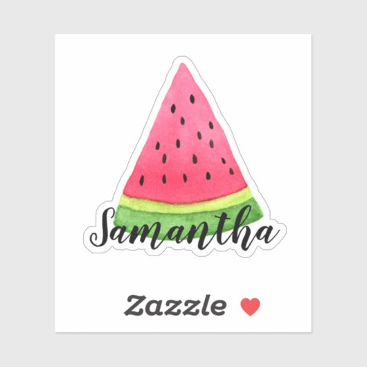 Waterverf Naam watermeloen slice Sticker (Vel)
