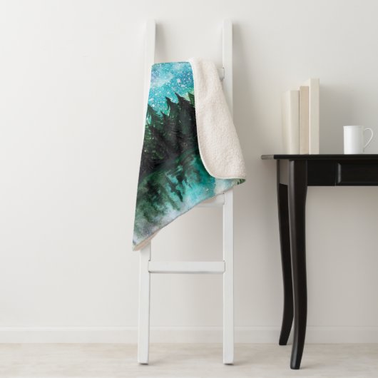 Waterverf nacht landschap Melkweg Sherpa Deken (In situ)