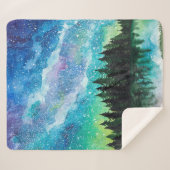 Waterverf nacht landschap Melkweg Sherpa Deken (Voorkant (horizontaal))