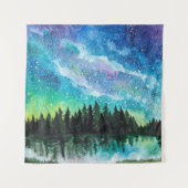 Waterverf nacht landschap Melkweg Wandkleed (Voorkant)