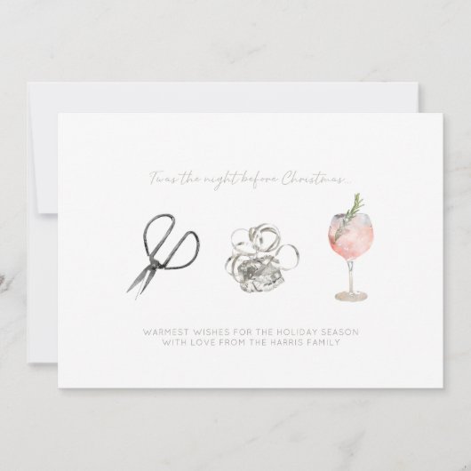 Waterverf nacht voor kerstcadeaubonnen feestdagenkaart (Voorkant)