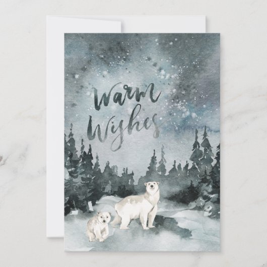 Waterverf nachtelijke hemel | Polar Beer Christmas Feestdagenkaart (Voorkant)