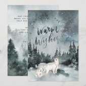 Waterverf nachtelijke hemel | Polar Beer Christmas Feestdagenkaart (Voorkant / Achterkant)