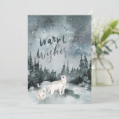 Waterverf nachtelijke hemel | Polar Beer Christmas Feestdagenkaart (Staand voorkant)