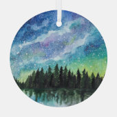Waterverf nachtlandschap, Melkweg Glas Ornament (Achterkant)