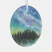 Waterverf nachtlandschap, Melkweg Glas Ornament (Voorkant Rechts)