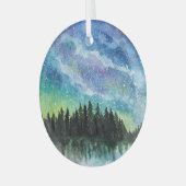 Waterverf nachtlandschap, Melkweg Glas Ornament (Voorkant links)