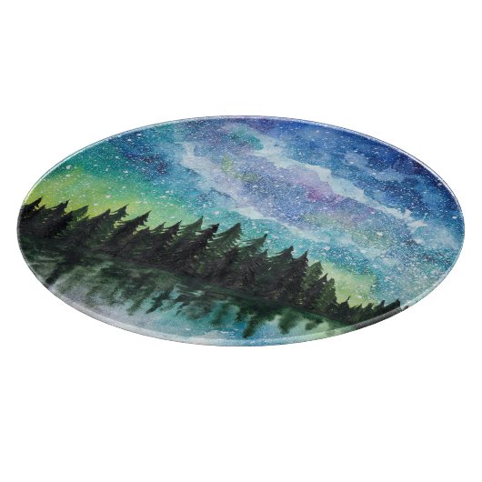 Waterverf nachtlandschap, Melkweg Snijplank (Hoek)