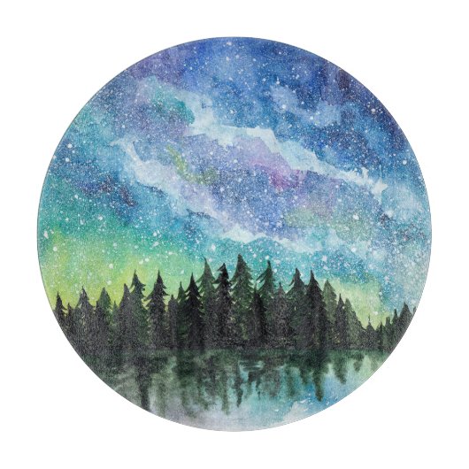 Waterverf nachtlandschap, Melkweg Snijplank (Voorkant)