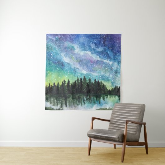 Waterverf nachtlandschap, Melkweg Wandkleed (In situ)
