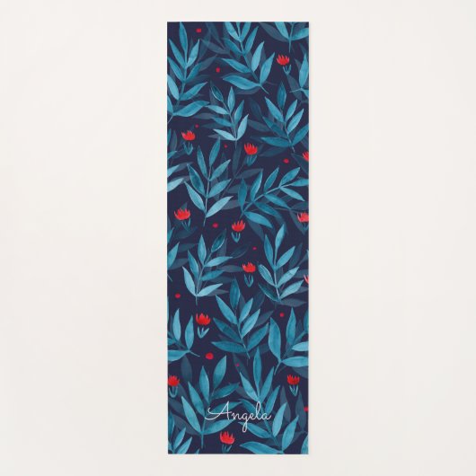 Waterverf nachttuin - turkooise Yogamat (Voorkant)