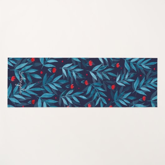  Waterverf nachttuin - turkooise Yogamat (Voorkant (horizontaal))