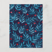 Waterverf nachttuin - turquoise , blauw en rood briefkaart (Voorkant)