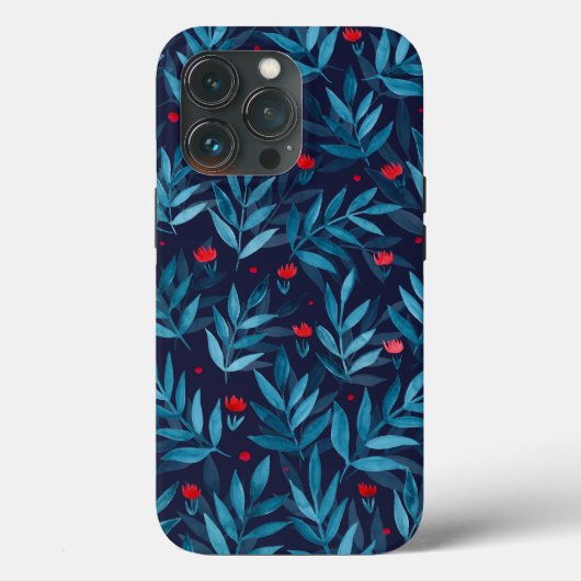 Waterverf nachttuin - turquoise , blauw en rood Case-Mate iPhone case (Achterkant)