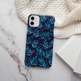 Waterverf nachttuin - turquoise , blauw en rood Case-Mate iPhone case