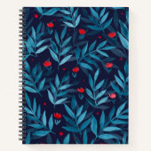 Waterverf nachttuin - turquoise , blauw en rood notitieboek (Voorkant)