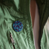 Waterverf nachttuin - turquoise , blauw en rood ronde button 5,7 cm