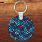 Waterverf nachttuin - turquoise , blauw en rood sleutelhanger (Achterkant)