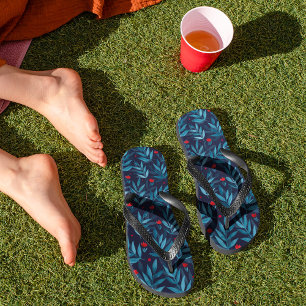 Waterverf nachttuin - turquoise , blauw en rood teenslippers