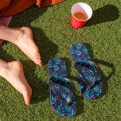 Waterverf nachttuin - turquoise , blauw en rood teenslippers