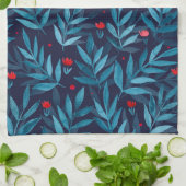 Waterverf nachttuin - turquoise , blauw en rood theedoek (Gevouwen)