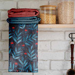 Waterverf nachttuin - turquoise , blauw en rood theedoek<br><div class="desc">Waterverf nachttuin - turquoise ,  blauw en rood . Magische botanische illustratie.</div>