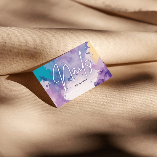 Waterverf nagels nail artiest nail tech visitekaartje