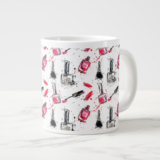 Waterverf Nail Pools Patroon Grote Koffiekop (Voorkant rechts)