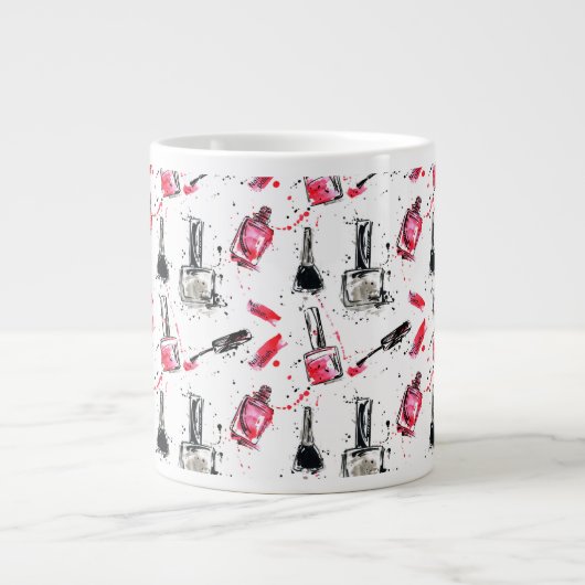 Waterverf Nail Pools Patroon Grote Koffiekop (Voorkant)