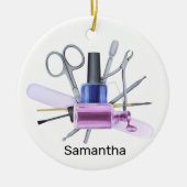 Waterverf Nail Salon gepersonaliseerd Nail Pools Keramisch Ornament (Voorkant)