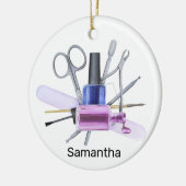 Waterverf Nail Salon gepersonaliseerd Nail Pools Keramisch Ornament (Links)