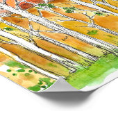 Waterverf najaar Aspen Tree Grove Art Poster (Hoek)