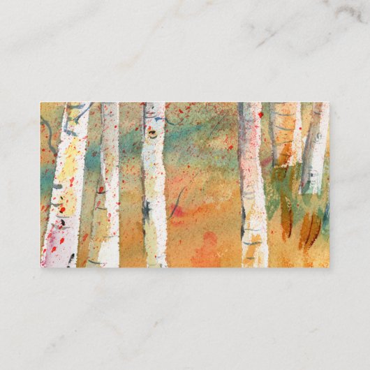 Waterverf najaar Aspen Trees Visitekaartje (Achterkant)