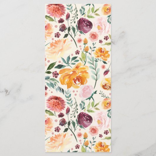 Waterverf najaar bloei-menukaart Menu (Achterkant)