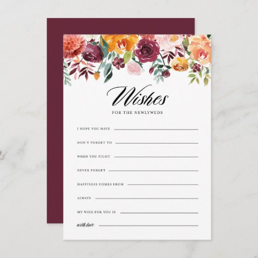 Waterverf najaar bloei voor de Passen getrouwd Informatiekaartje (Voorkant / Achterkant)