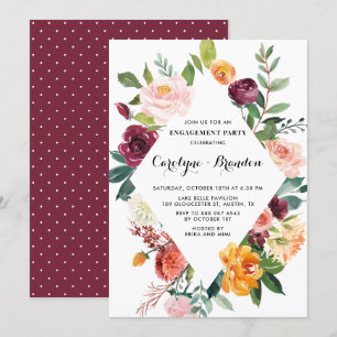 Waterverf najaar blooms Floral Engagement Party Kaart
