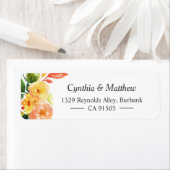 Waterverf najaar doorn Peach Floral Bouquet Etiket (Insitu)