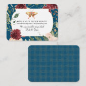 Waterverf najaar Floral Blue Wedding Website RSVP Visitekaartje (Voorkant / Achterkant)