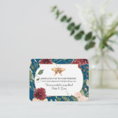 Waterverf najaar Floral Blue Wedding Website RSVP Visitekaartje (Staand voorkant)