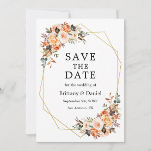 Waterverf najaar Floral Gold Geo Lijst Save The Date